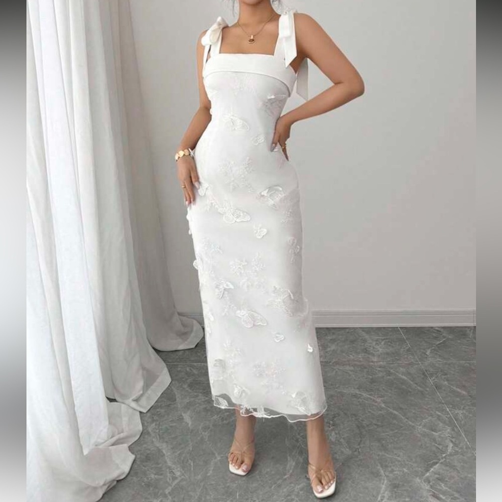 SHEIN White Sleeveless Sheath Maxi Dress